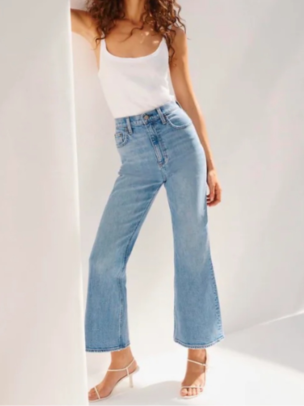 Denim Forum The Twiggy Highrise Flared Jeans Mid Blue Size 26 Cotton